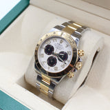 Rolex -Unworn Two Tone Daytona White Racing Dial 116523 NOS FULL STICKERS