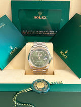 Rolex - Pre-owned Platinum Day-Date Presidential Olive Green Arabic Dial 228206