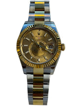 Rolex - Pre-owned Two Tone Yellow Gold Sky-Dweller Champagne Dial Oyster Bracelet 326933