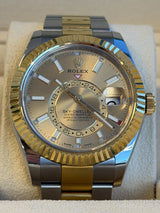 Rolex - Pre-owned Two Tone Yellow Gold Sky-Dweller Champagne Dial Oyster Bracelet 326933