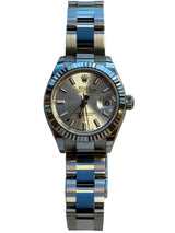 Rolex - Pre-owned Stainless Steel Lady-Datejust 28mm Silver Index Dial Oyster Bracelet 279174