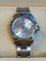 Rolex - Pre-owned Stainless Steel Lady-Datejust 28mm Silver Index Dial Oyster Bracelet 279174