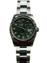 Rolex - Pre-owned Datejust 36 Green Palm Motif Diamond Dial Oyster Bracelet 126234