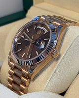 Rolex - Unworn Rose Gold Day-Date 40 Presidential Chocolate Index Dial 228235