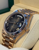 Rolex - Unworn Rose Gold Day-Date 40 Presidential Slate Ombre Roman Dial 228235 with STICKERS