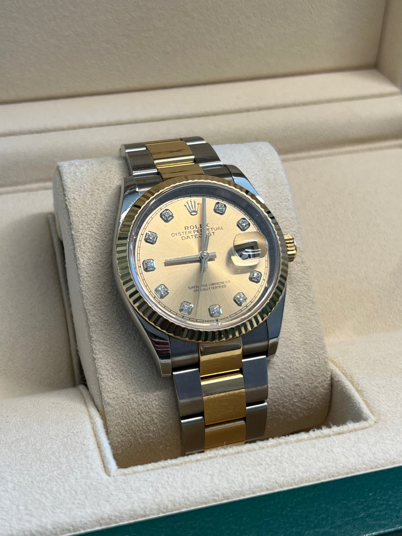 Rolex - Pre-owned Two Tone Yellow Gold Datejust 36mm Champagne Diamond Dial 126233