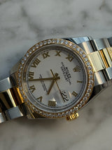 Rolex - Pre-owned Two Tone Yellow Gold Datejust 36 White Roman Dial Diamond Bezel 126283RBR