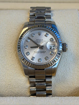 Rolex - Pre-owned White Gold Lady-Datejust 26mm Silver Diamond Dial 179179