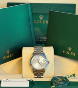 Rolex - Pre-owned Stainless Steel Lady-Datejust 28mm Silver Star Diamond Dial Jubilee Bracelet 279174