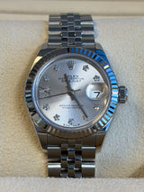 Rolex - Pre-owned Stainless Steel Lady-Datejust 28mm Silver Star Diamond Dial Jubilee Bracelet 279174
