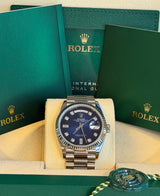Rolex - Pre-owned White Gold Day-Date 36 Presidential Blue Ombre Diamond Dial 128239