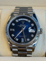 Rolex - Pre-owned White Gold Day-Date 36 Presidential Blue Ombre Diamond Dial 128239