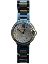 Cartier - Pre-owned Stainless Steel Ballon Bleu 36mm Silver Diamond Dial Diamond Bezel W4BB0036