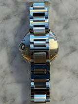 Cartier - Pre-owned Stainless Steel Ballon Bleu 36mm Silver Diamond Dial Diamond Bezel W4BB0036