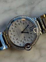 Cartier - Pre-owned Stainless Steel Ballon Bleu 36mm Silver Diamond Dial Diamond Bezel W4BB0036