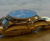 Rolex - Pre-owned Yellow Gold Oyster Perpetual 26 Blue Diamond Dial 67198