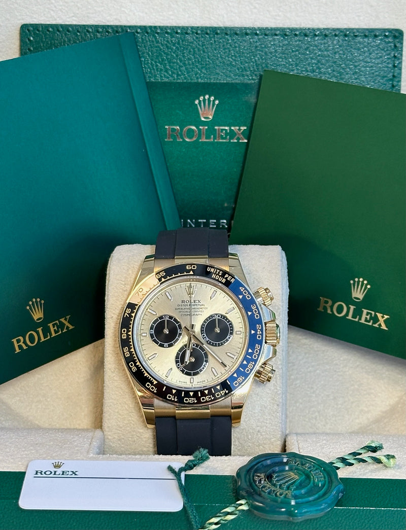 Rolex - Pre-owned Yellow Gold Daytona Champagne "Pikachu" Dial Oysterflex 126518LN