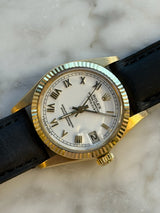 Rolex - Pre-owned Datejust 31 White Roman Dial Leather Strap 6827