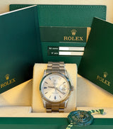 Rolex - Pre-owned White Gold Day-Date 36 Presidential Silver Sapphire Tear Drop Dial Diamond Lugs 118339