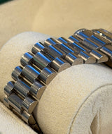 Rolex - Pre-owned White Gold Day-Date 36 Presidential Silver Sapphire Tear Drop Dial Diamond Lugs 118339
