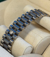 Rolex - Pre-owned White Gold Day-Date 36 Presidential Silver Sapphire Tear Drop Dial Diamond Lugs 118339