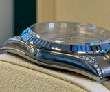 Rolex - Pre-owned White Gold Day-Date 36 Presidential Silver Sapphire Tear Drop Dial Diamond Lugs 118339