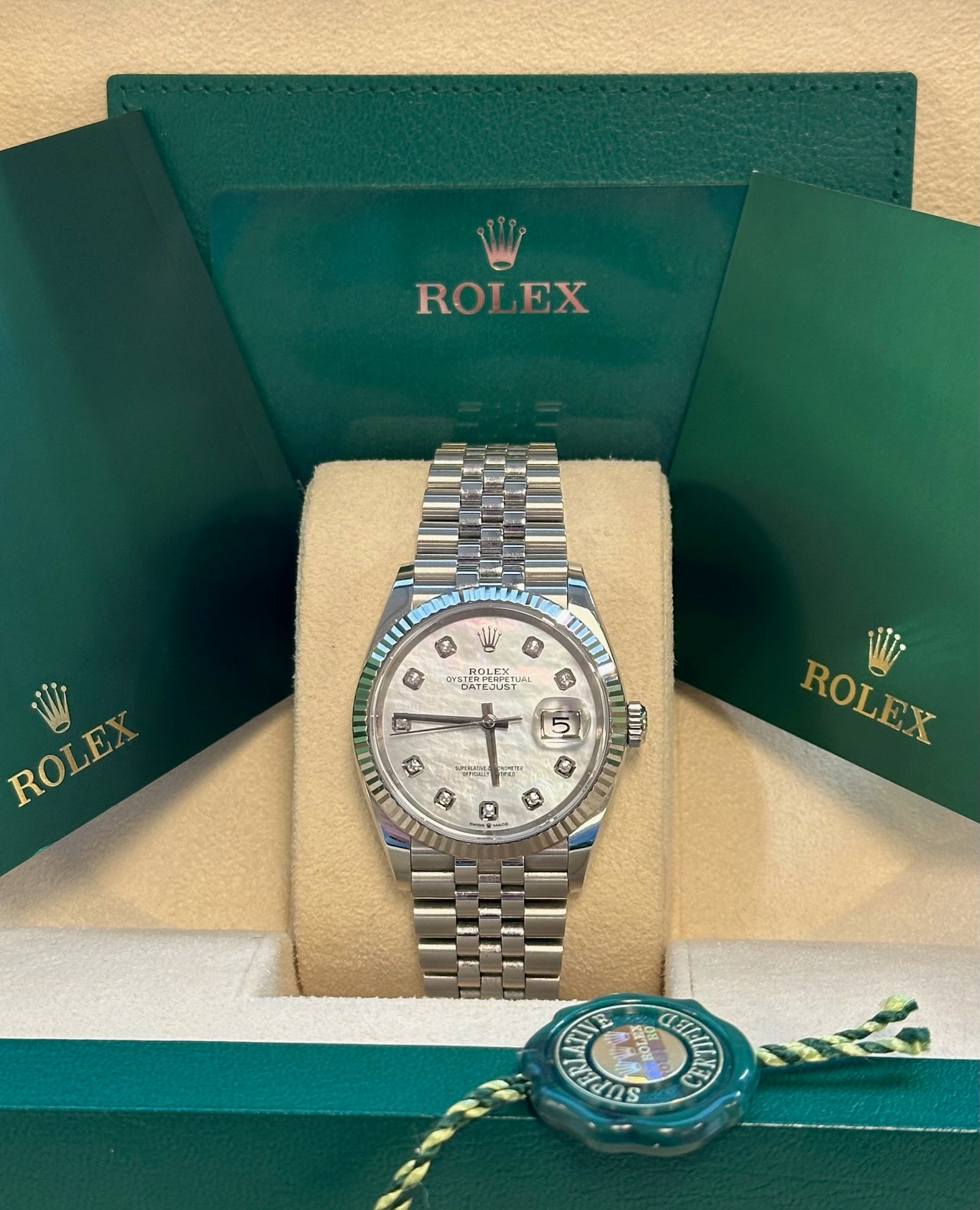Rolex - Pre-owned Datejust 36mm Mother of Pearl (MOP) Diamond Dial