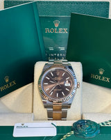Rolex - Pre-owned Two Tone Rose Gold Datejust 41 Chocolate Index Dial Oyster Bracelet 126331