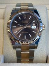 Rolex - Pre-owned Two Tone Rose Gold Datejust 41 Chocolate Index Dial Oyster Bracelet 126331