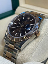 Rolex - Pre-owned Two Tone Rose Gold Datejust 41 Chocolate Index Dial Oyster Bracelet 126331