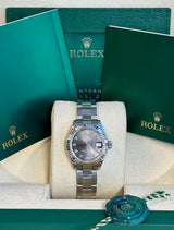 Rolex - Pre-owned Stainless Steel Lady-Datejust 28mm Dark Grey Diamond Dial Oyster Bracelet 279174