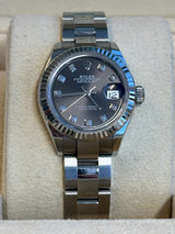 Rolex - Pre-owned Stainless Steel Lady-Datejust 28mm Dark Grey Diamond Dial Oyster Bracelet 279174
