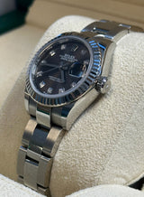 Rolex - Pre-owned Stainless Steel Lady-Datejust 28mm Dark Grey Diamond Dial Oyster Bracelet 279174