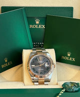 Rolex - Pre-owned Two Tone Rose Gold Datejust 41 Wimbledon Roman Dial Oyster Bracelet 126331
