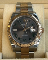 Rolex - Pre-owned Two Tone Rose Gold Datejust 41 Wimbledon Roman Dial Oyster Bracelet 126331