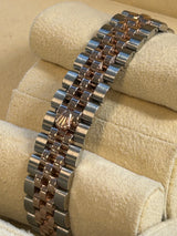 Rolex-two tone rose gold Datejust 28mm chocolate index dial diamond bezel Jubilee Bracelet 279381RBR