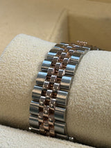 Rolex-two tone rose gold Datejust 28mm chocolate index dial diamond bezel Jubilee Bracelet 279381RBR