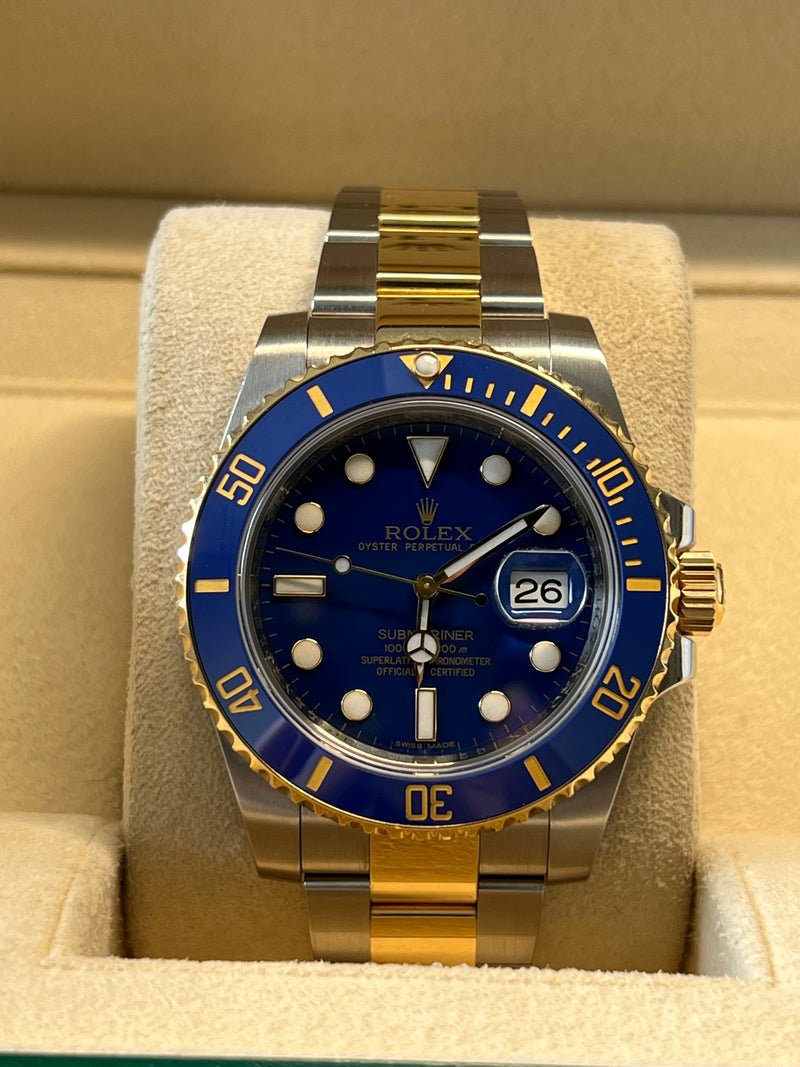 Rolex Pre-owned Two Tone Yellow Gold Submariner Bluesy 116613LB
