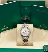Rolex- Pre-owned 31mm Datejust 31 two tone rose gold floral diamond Dial jubilee bracelet 278271