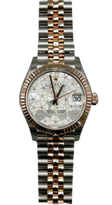 Rolex- Pre-owned 31mm Datejust 31 two tone rose gold floral diamond Dial jubilee bracelet 278271