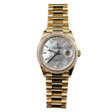 Rolex - Unworn Yellow Gold Day-Date 36 Mother Of Pearl Dial Diamond Bezel 128398TBR