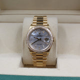Rolex - Unworn Yellow Gold Day-Date 36 Mother Of Pearl Dial Diamond Bezel 128398TBR