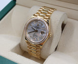 Rolex - Unworn Yellow Gold Day-Date 36 Mother Of Pearl Dial Diamond Bezel 128398TBR