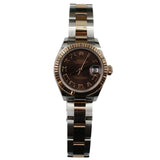 Rolex - Pre-owned Two Tone Rose Gold Lady-Datejust 28mm Chocolate Roman Dial 279171