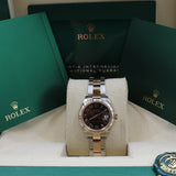 Rolex - Pre-owned Two Tone Rose Gold Lady-Datejust 28mm Chocolate Roman Dial 279171
