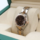 Rolex - Pre-owned Two Tone Rose Gold Lady-Datejust 28mm Chocolate Roman Dial 279171