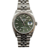 Rolex - Unworn Stainless Steel Datejust 36 Green Palm Dial Jubilee FULL STICKERS 126234