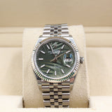 Rolex - Unworn Stainless Steel Datejust 36 Green Palm Dial Jubilee FULL STICKERS 126234
