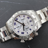 Rolex - Pre-owned White Gold Daytona 40mm Diamond Pave Blue Roman Dial 116509