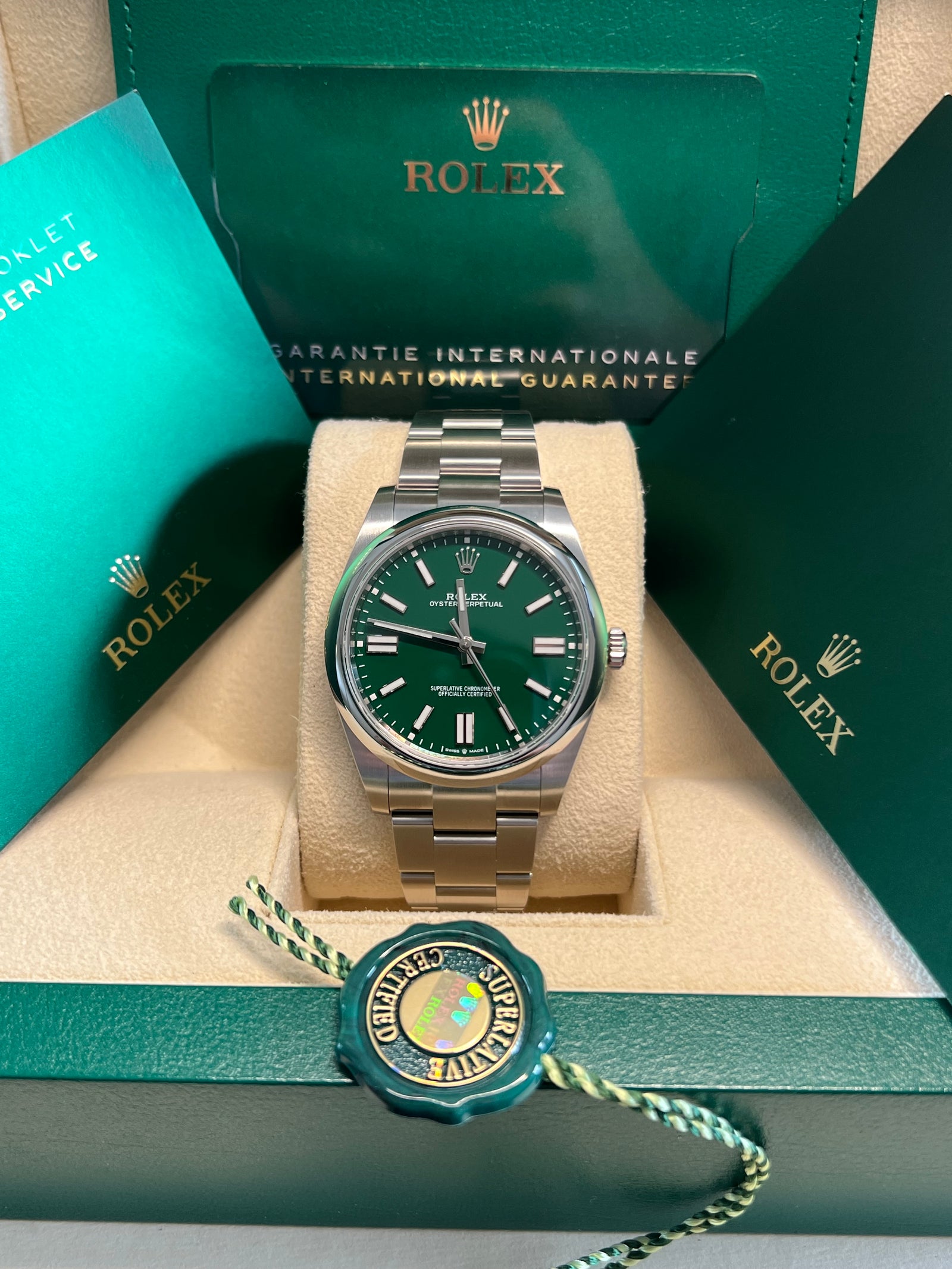 Rolex - Unworn Oyster Perpetual 41 Green Dial 124300 – David and